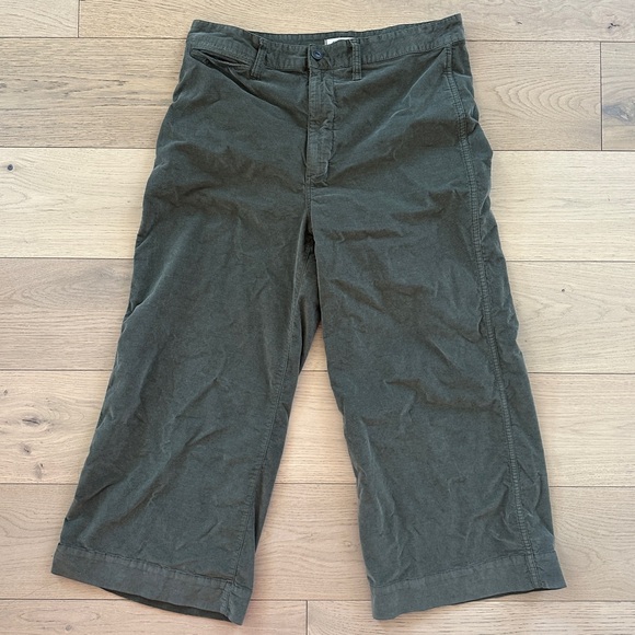 Madewell Emmett Wide Leg Crop Velveteen Pant in Kale - Picture 2 of 9